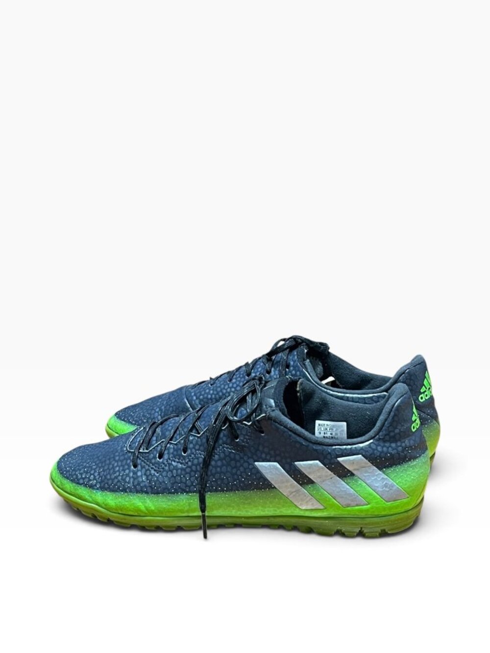 Adidas Mens Indoor Soccer Shoes Black & Green Bright Size 10